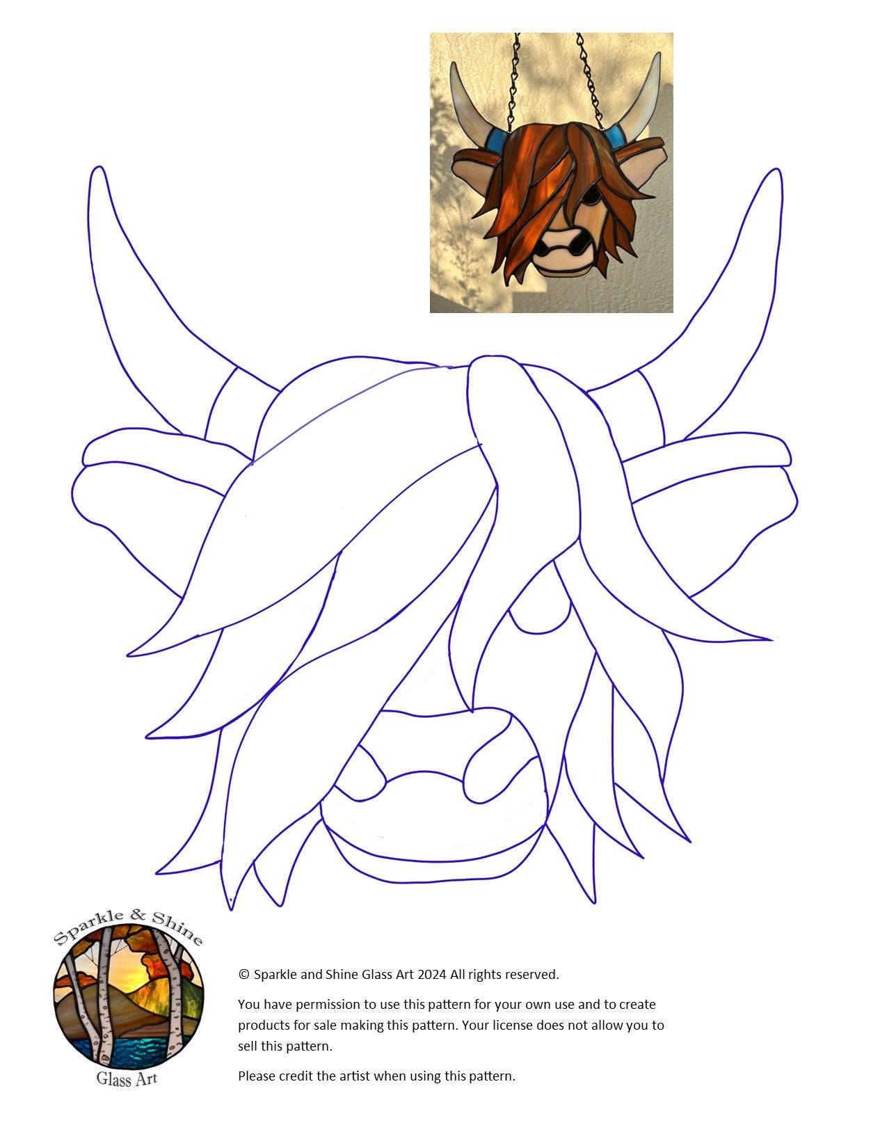 Yak Cow Bull  - Stained Glass - DIGITAL PATTERN - Adorable