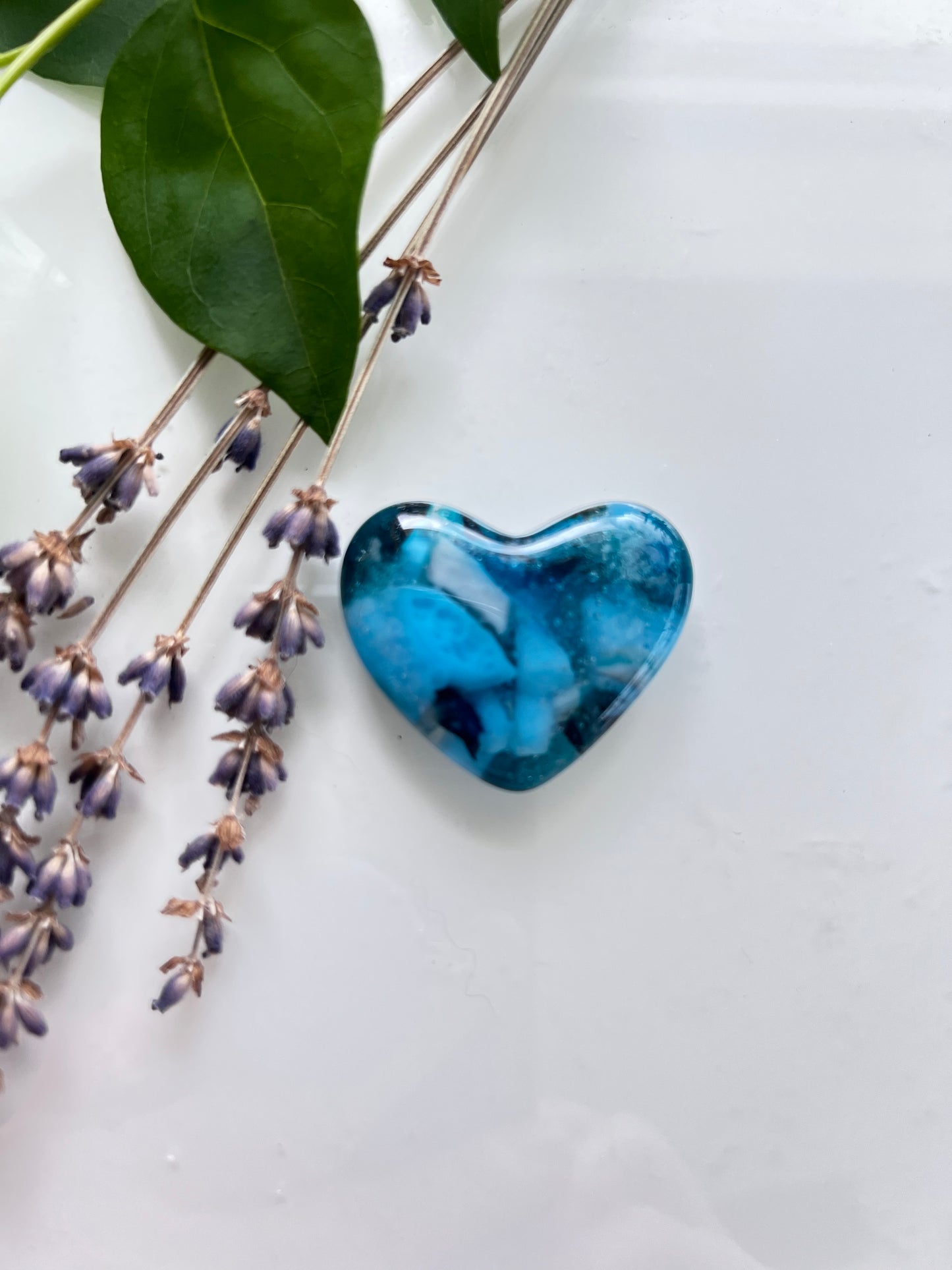 Pocket Heart Memory Stone Love Message Sweet Gift Fused Glass Handmade