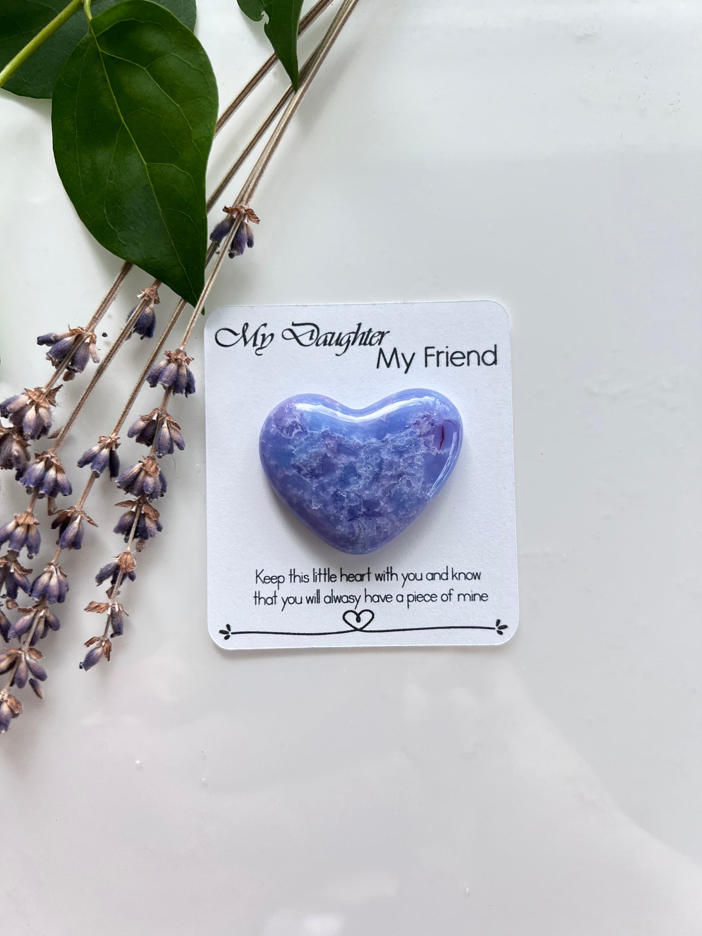 Pocket Heart Memory Stone Love Message Sweet Gift Fused Glass Handmade
