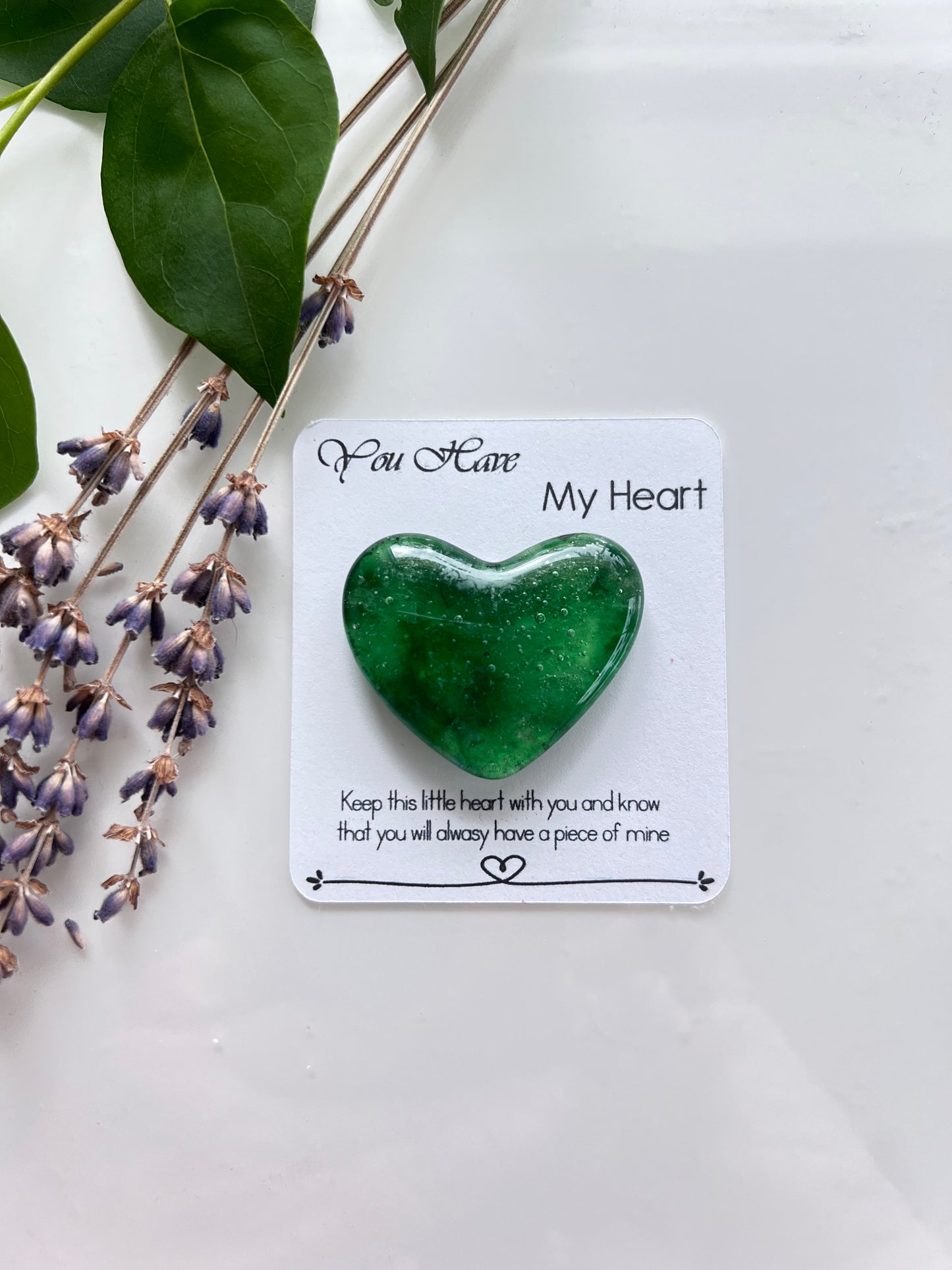 Pocket Heart Memory Stone Love Message Sweet Gift Fused Glass Handmade