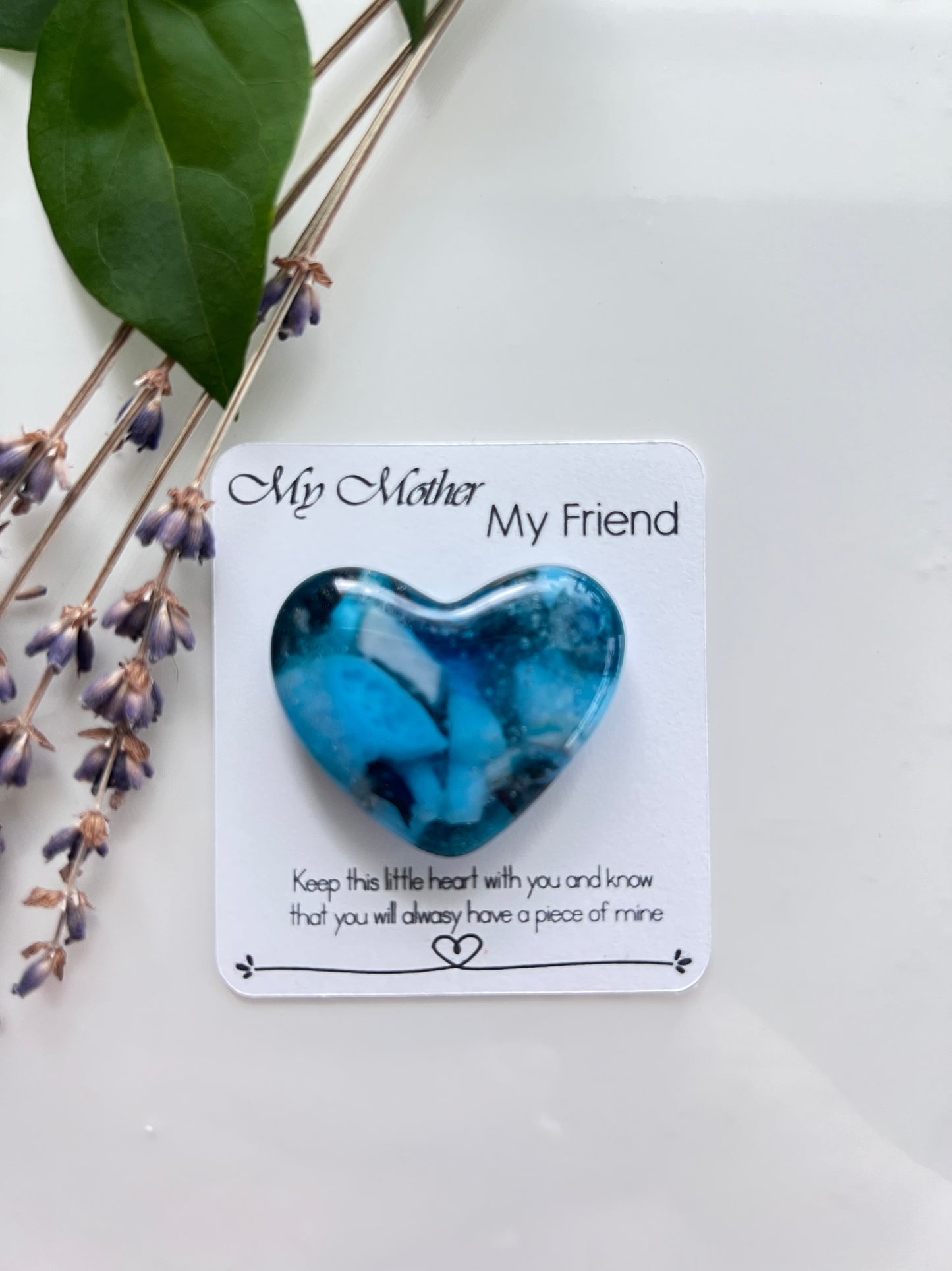 Pocket Heart Memory Stone Love Message Sweet Gift Fused Glass Handmade