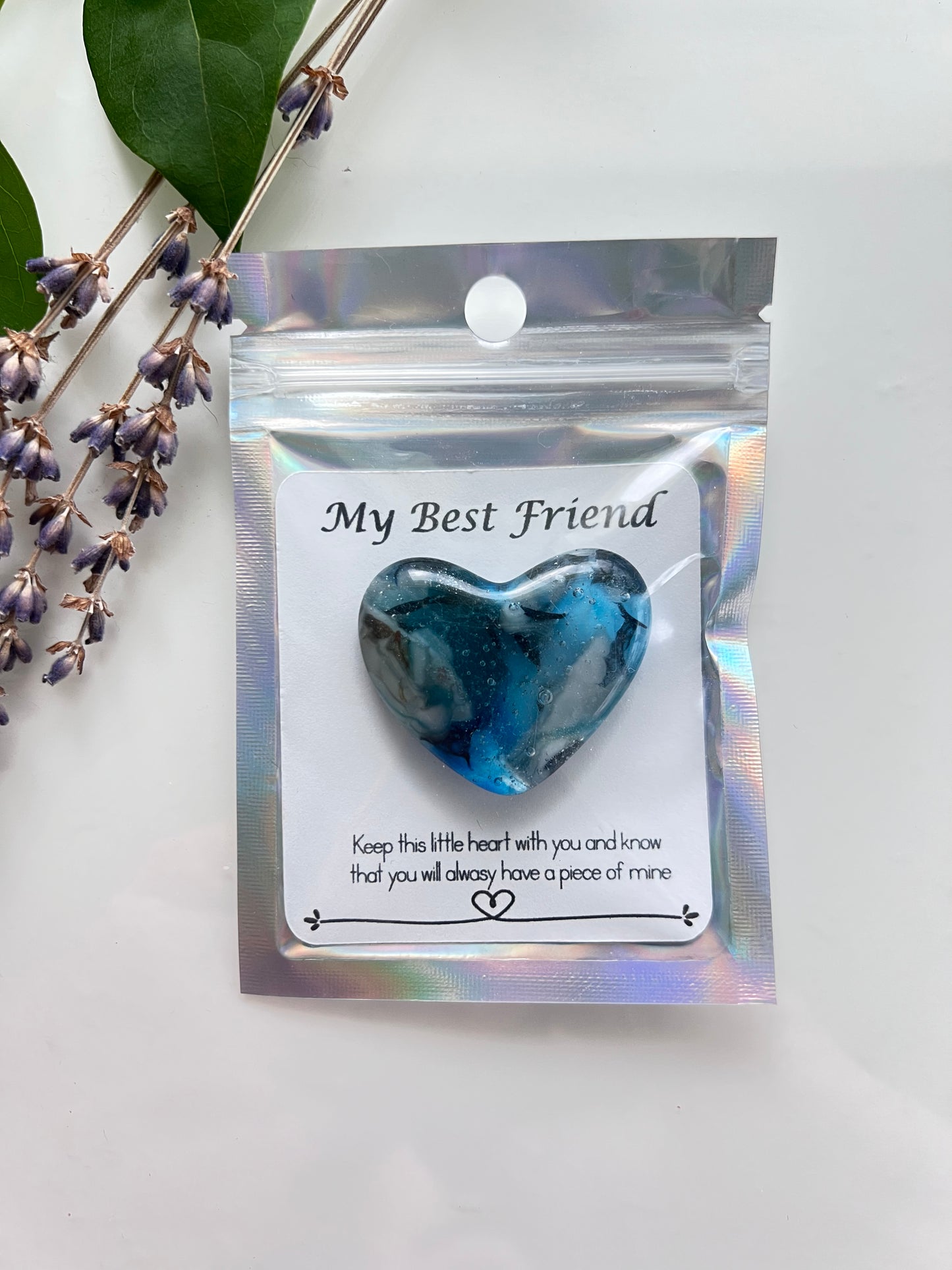 Pocket Heart Memory Stone Love Message Sweet Gift Fused Glass Handmade