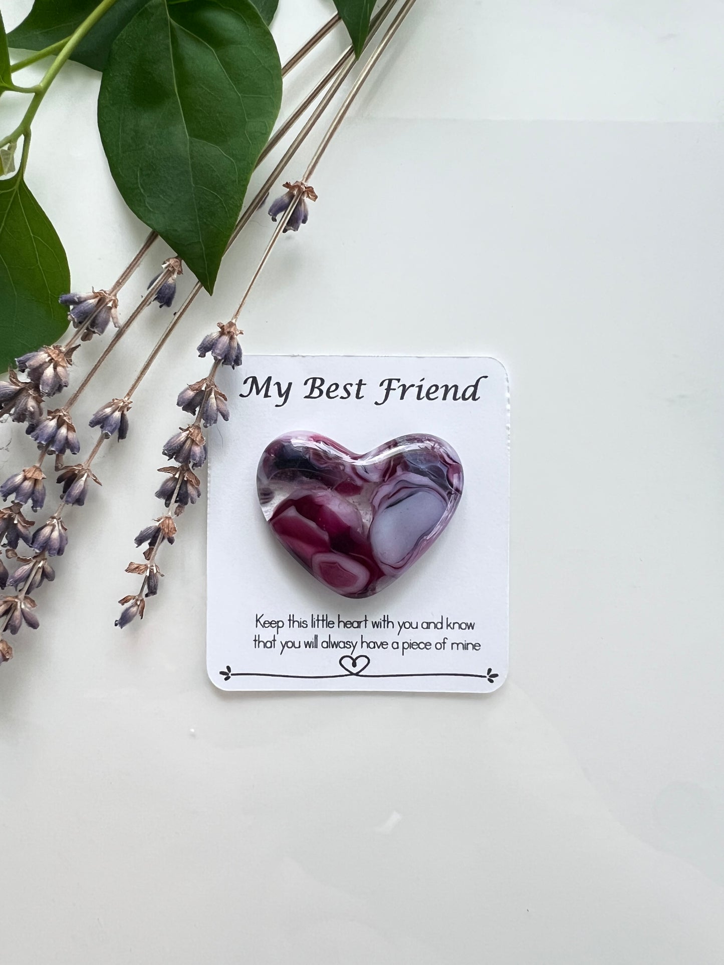 Pocket Heart Memory Stone Love Message Sweet Gift Fused Glass Handmade