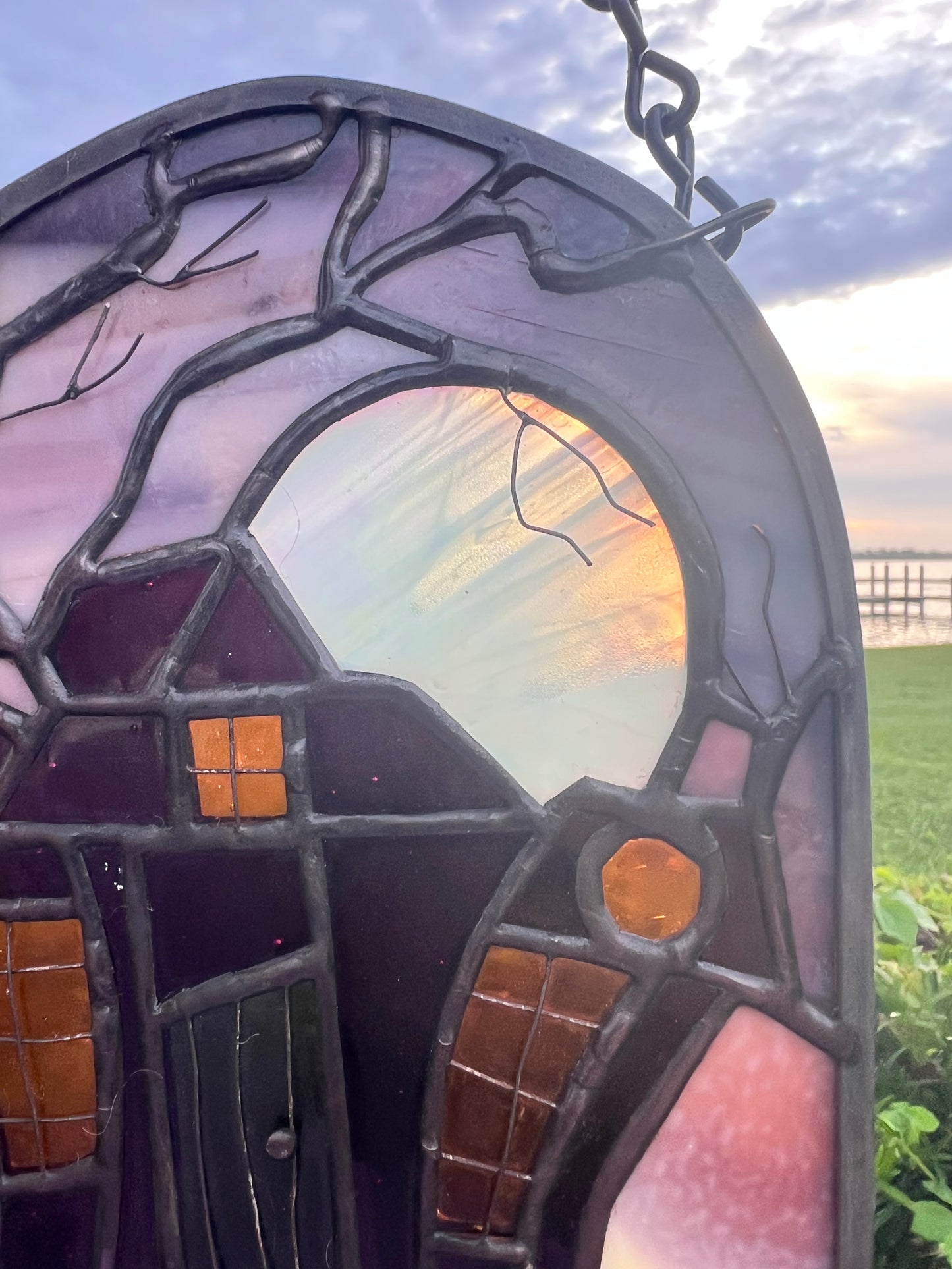 Haunted House Stained Glass Halloween Window Art Suncatcher