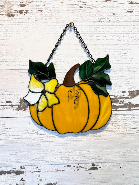 Pumpkin Window Hanging Stained Glass Picture Halloween Decor Fall Decor Decorations