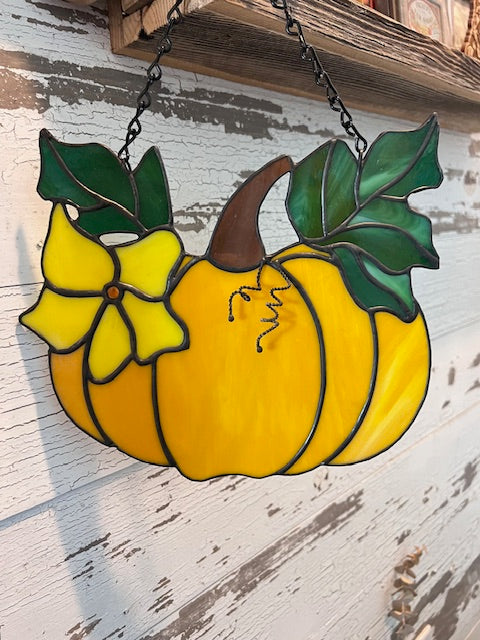 Pumpkin Window Hanging Stained Glass Picture Halloween Decor Fall Decor Decorations