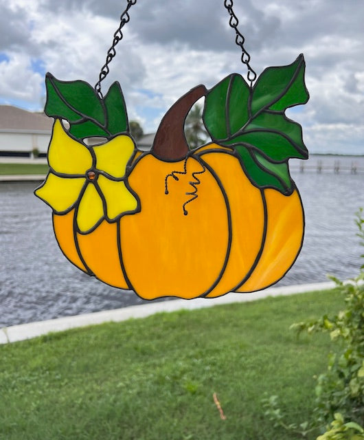 Pumpkin Window Hanging Stained Glass Picture Halloween Decor Fall Decor Decorations