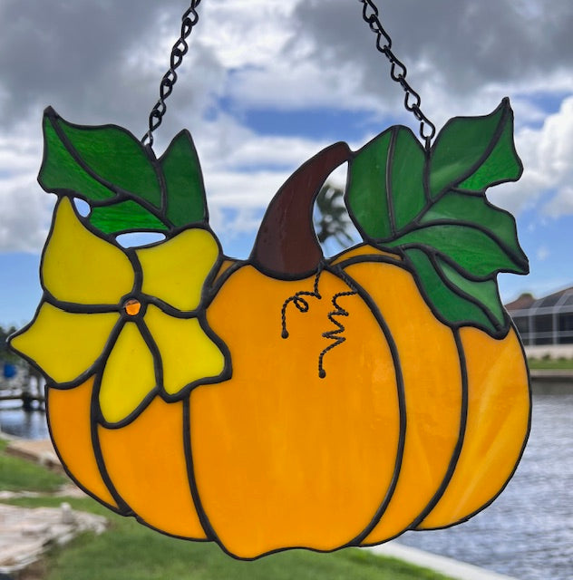 Pumpkin Window Hanging Stained Glass Picture Halloween Decor Fall Decor Decorations