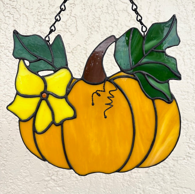Pumpkin Window Hanging Stained Glass Picture Halloween Decor Fall Decor Decorations