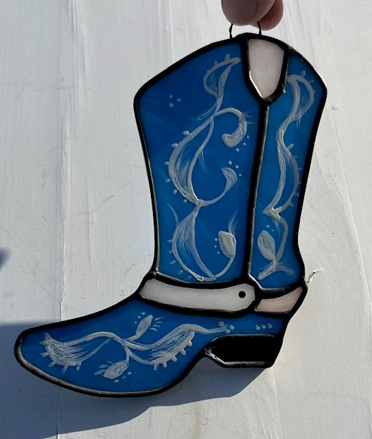 Cowboy Boot Stained Glass Suncatchers Western Flair